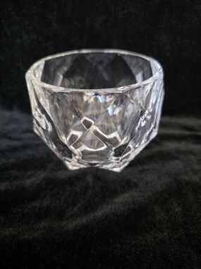 Vnt Bohemia Czech Republic Faceted Clear Crystal Bowl - Diamond Cut Design